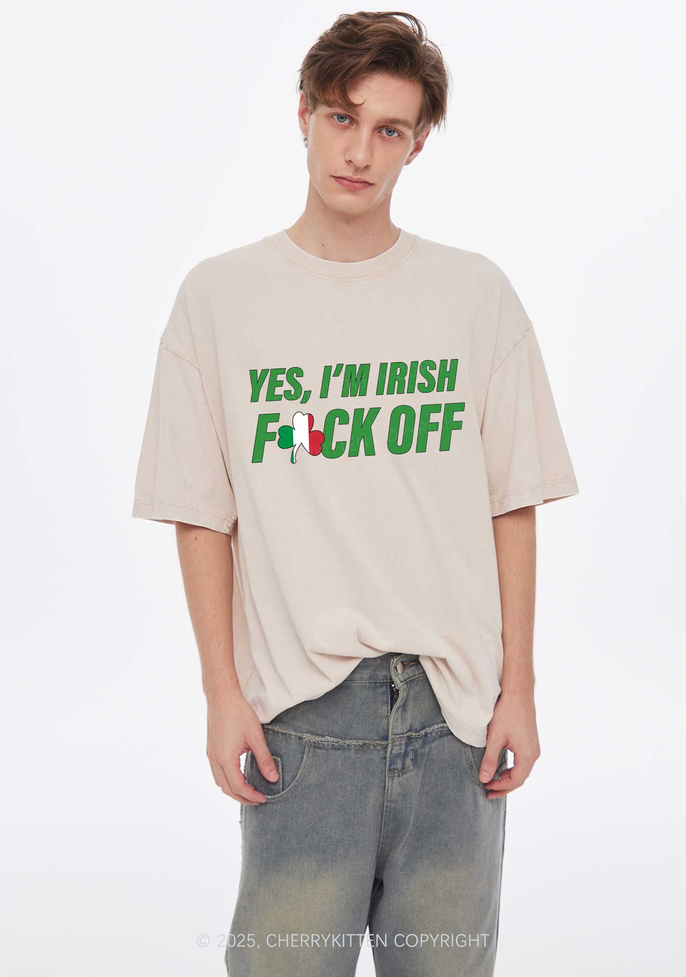 Yes Im Irish St Patricks Y2K Washed Tee Cherrykitten