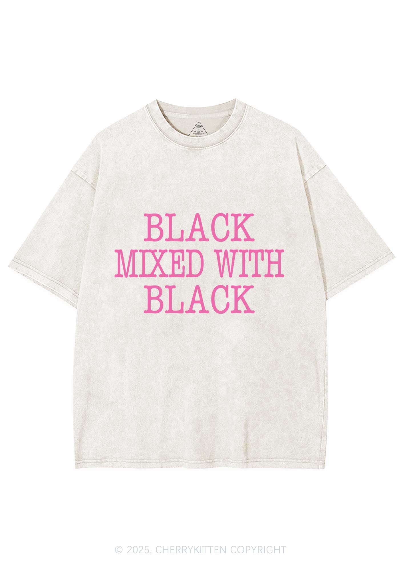 Black Mixed With Black Y2K Washed Tee Cherrykitten