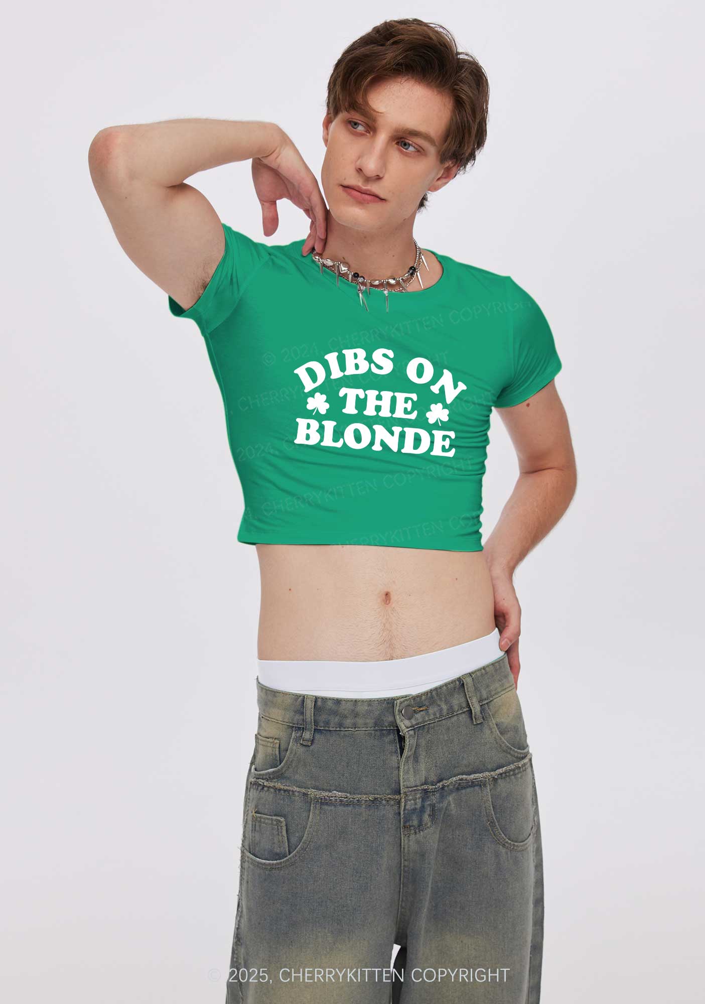 Dibs On The Blonde St Patricks Y2K Baby Tee Cherrykitten