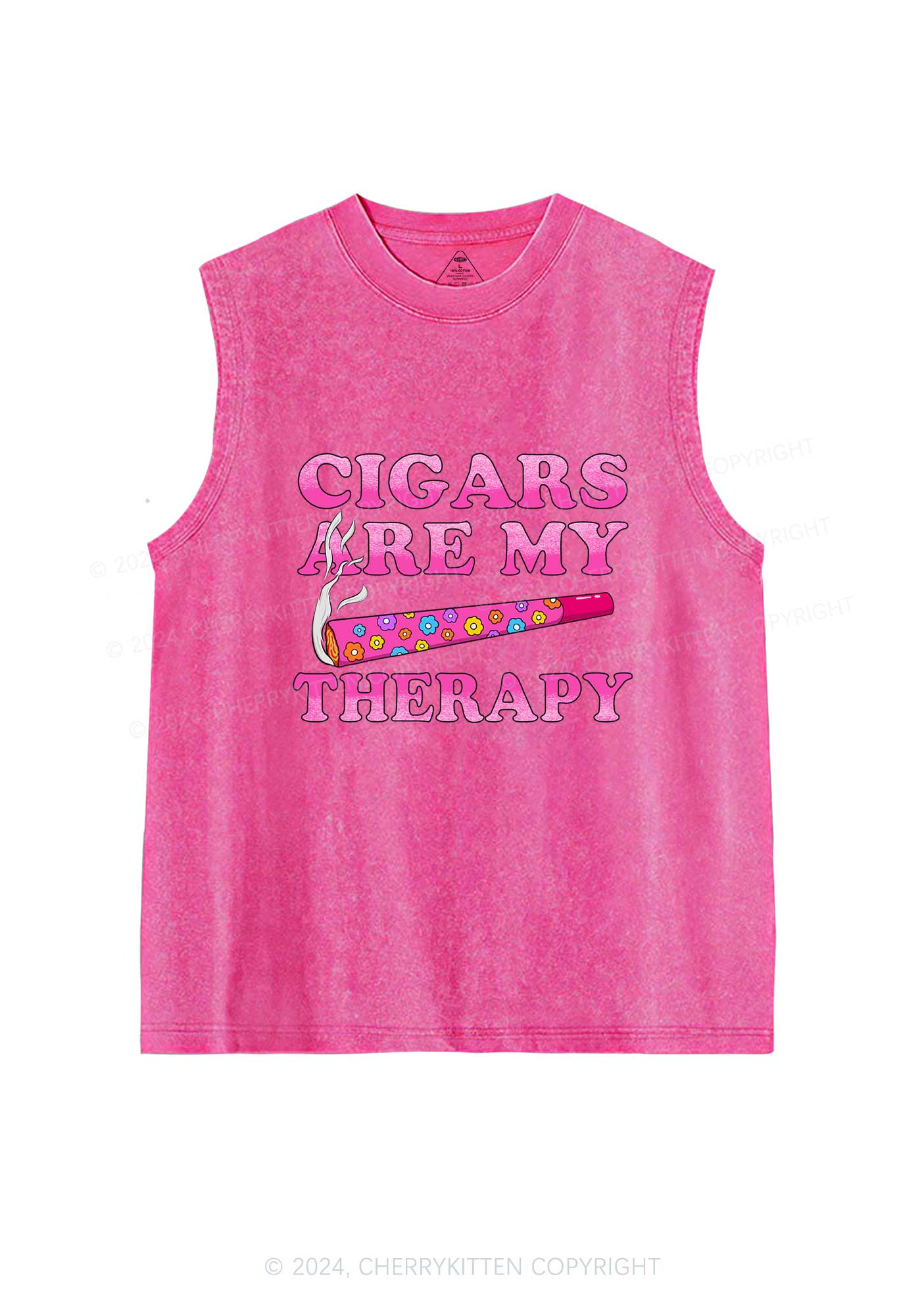 Cigars Are My Therapy Y2K Washed Tank Cherrykitten