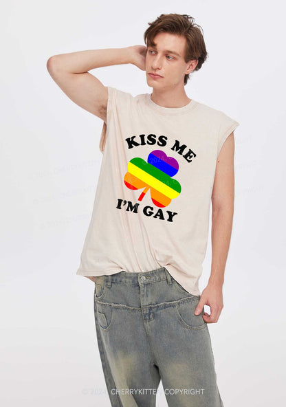 Kiss Me Im Gay St Patricks Y2K Washed Tank Cherrykitten