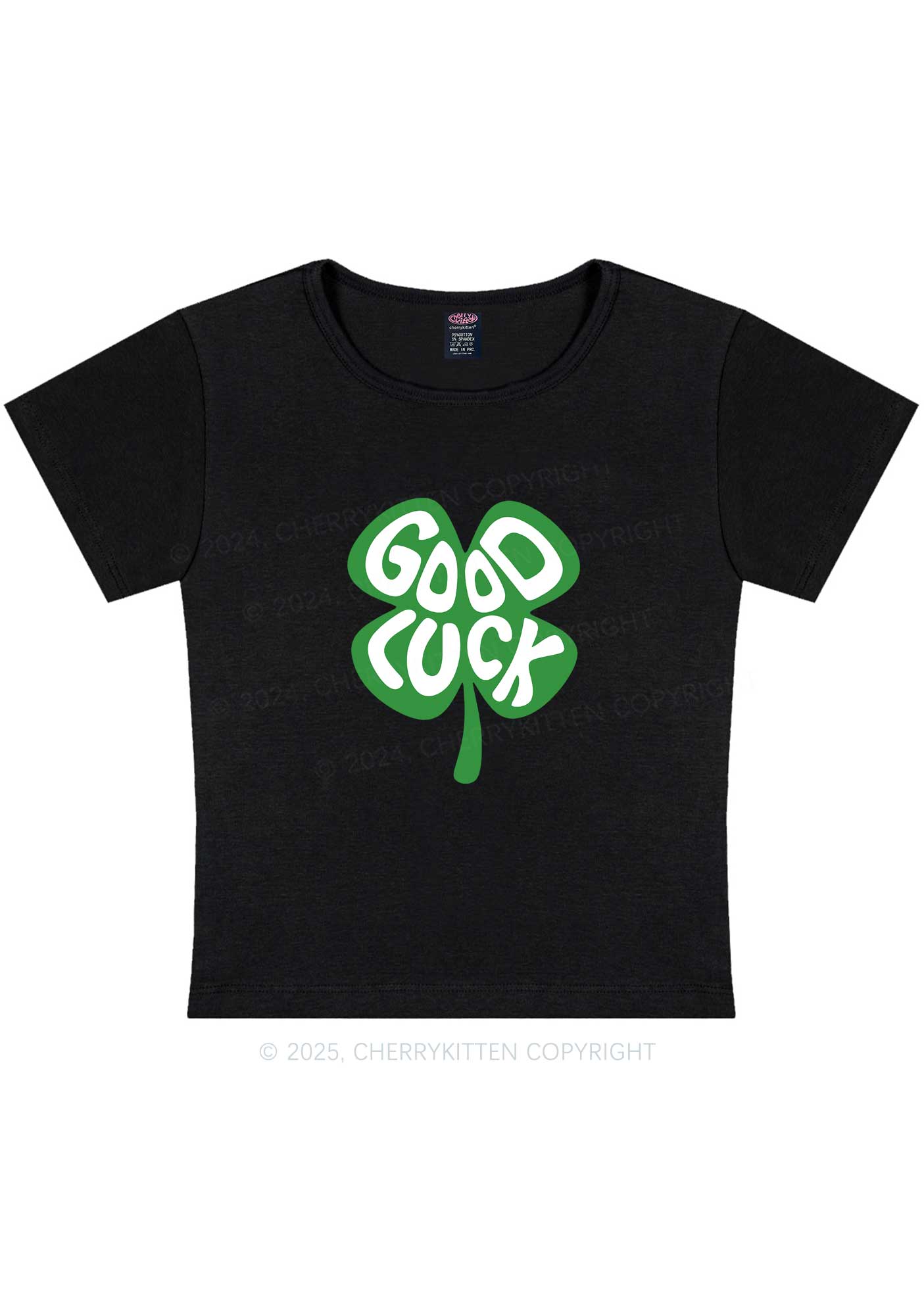 Good Luck St Patricks Y2K Baby Tee Cherrykitten