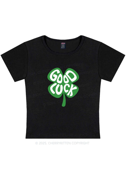 Good Luck St Patricks Y2K Baby Tee Cherrykitten