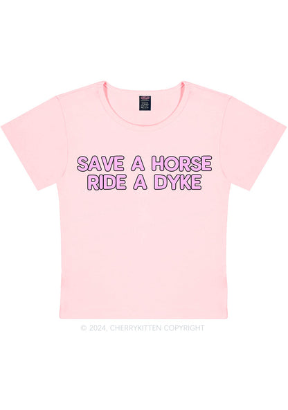 Save Horse Ride Dyke Y2K Baby Tee Cherrykitten