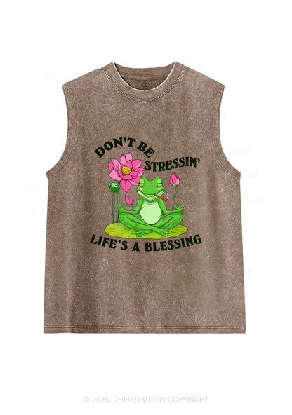 Dont Be Stressin Frog Y2K Washed Tank Cherrykitten