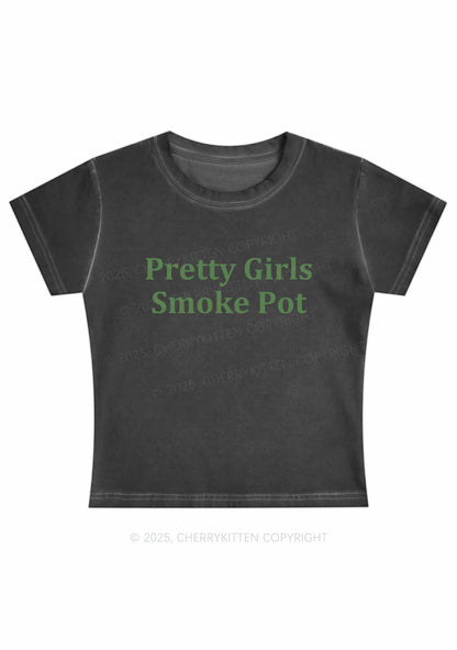 Pretty Girls Smoke Pot Y2K Vintage Classic Tee Cherrykitten