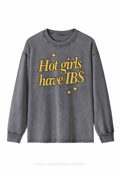 Hot Girls Have IBS Y2K Washed Long Sleeves Cherrykitten