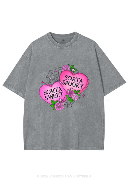 Sorta Spooky Y2K Valentine's Day Washed Tee Cherrykitten