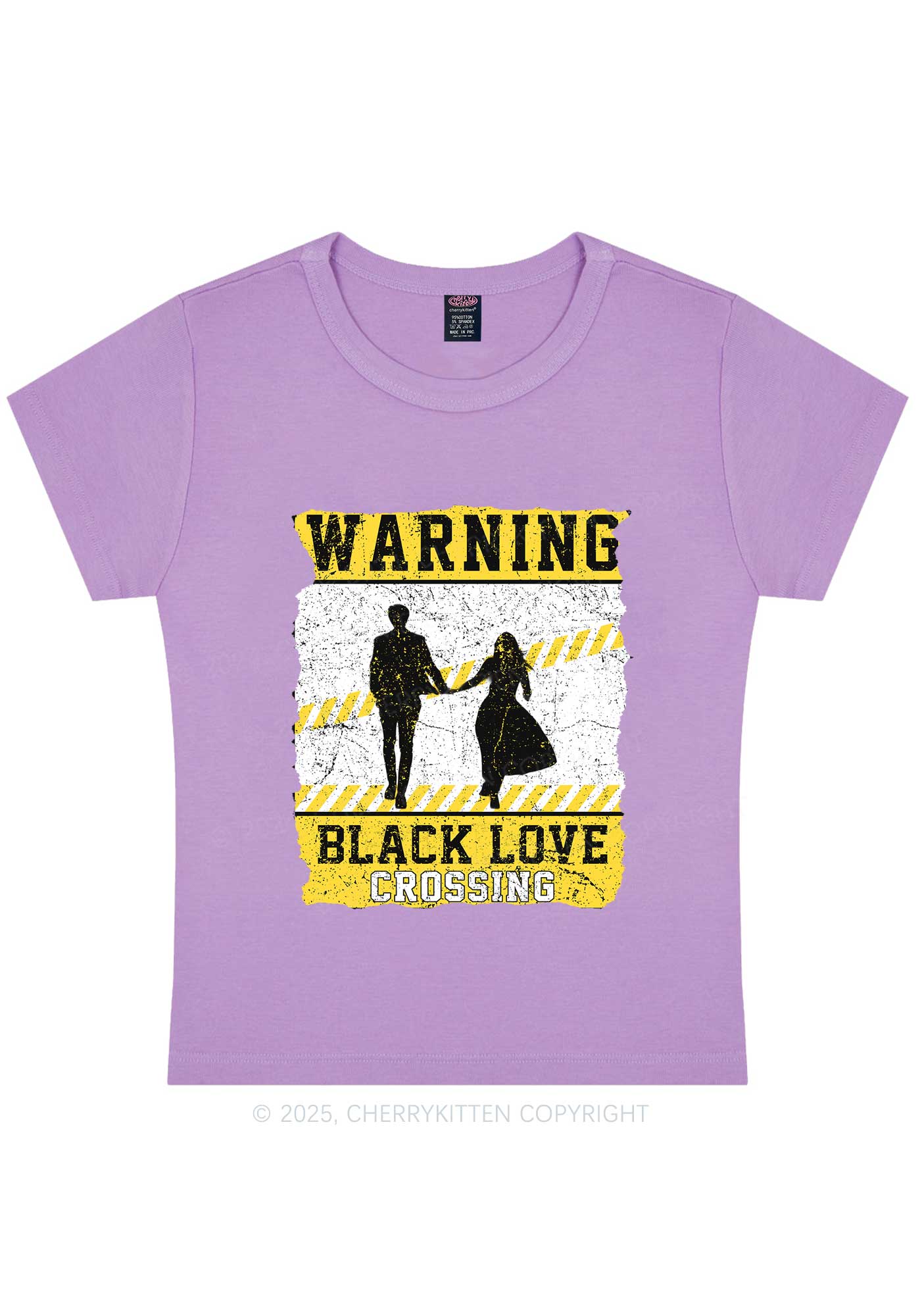 Warning Black Love Crossing Y2K Baby Tee Cherrykitten