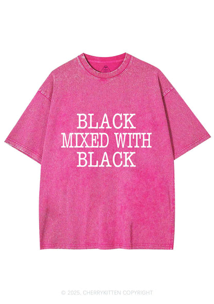 Black Mixed With Black Y2K Washed Tee Cherrykitten