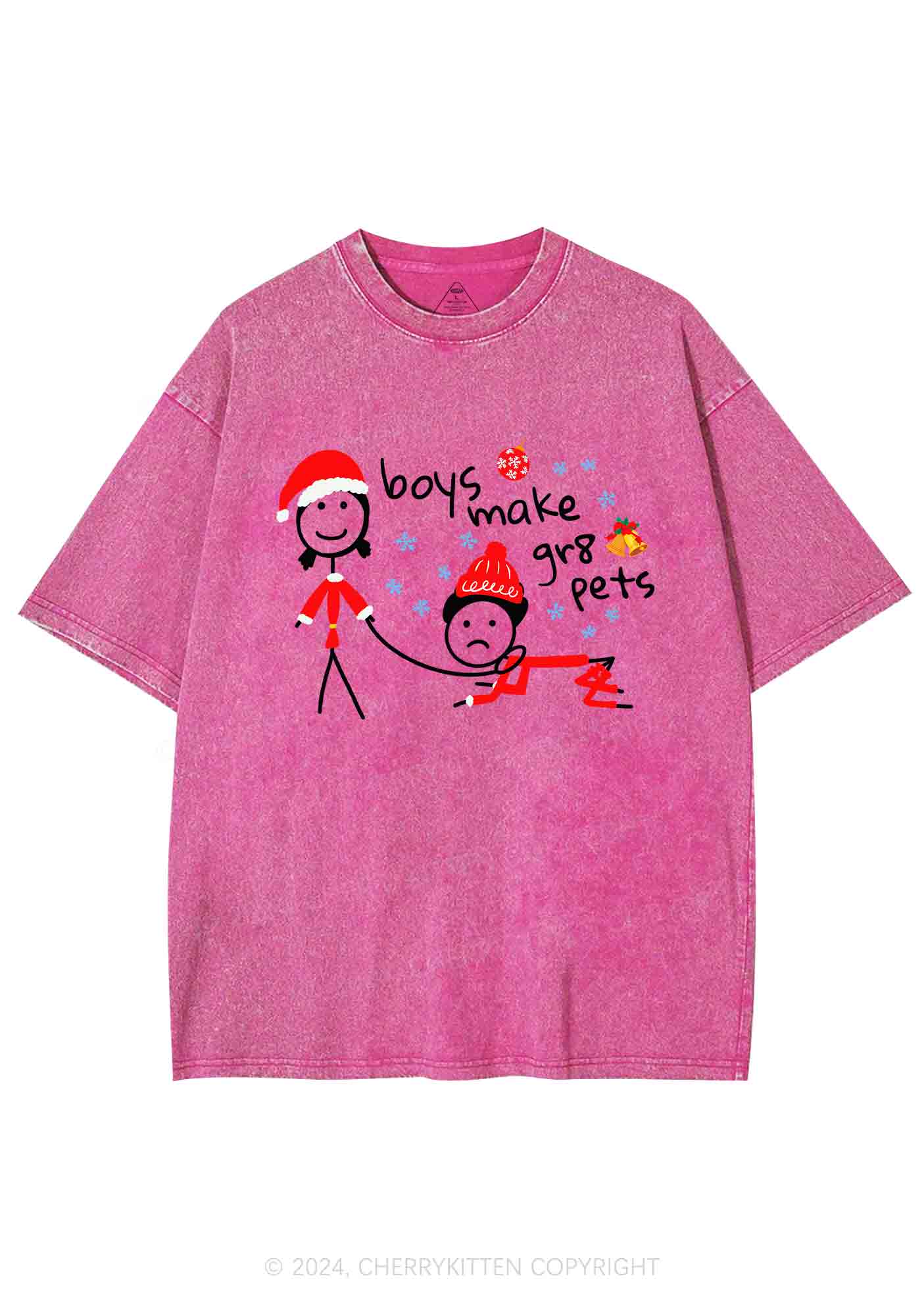 Christmas Boys Make Gr8 Pets Y2K Washed Tee Cherrykitten