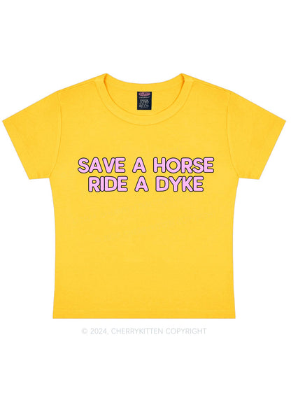 Save Horse Ride Dyke Y2K Baby Tee Cherrykitten