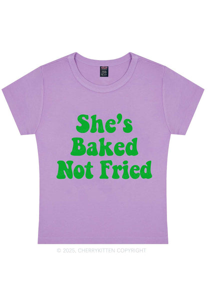 She Is Baked Not Fried Y2K Baby Tee Cherrykitten