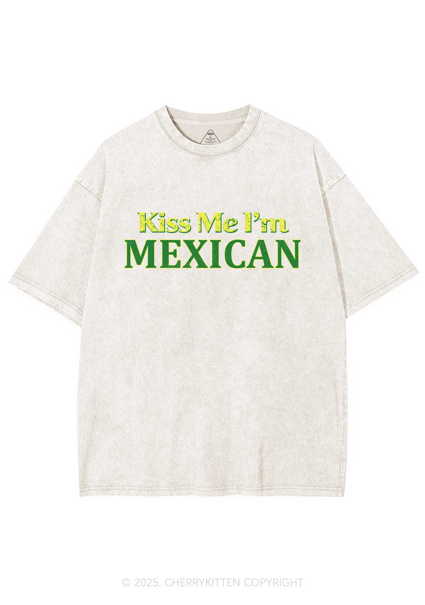 Kiss Me Im Mexican St Patricks Y2K Washed Tee Cherrykitten