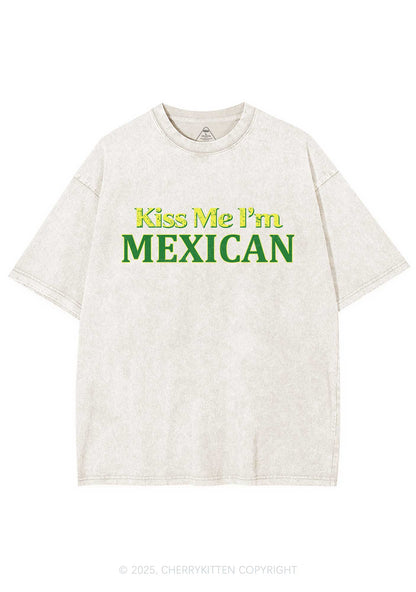 Kiss Me Im Mexican St Patricks Y2K Washed Tee Cherrykitten