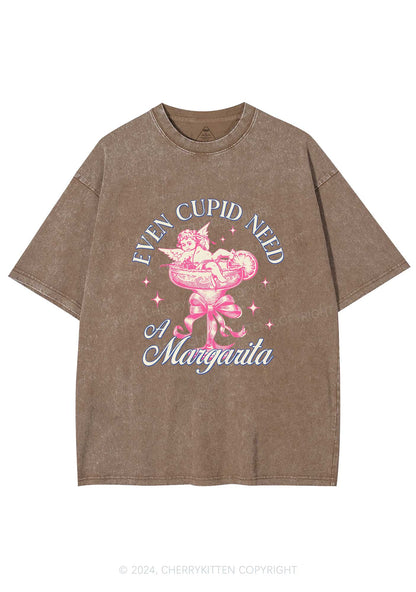 Cupid Needs Margarita Y2K Valentine's Day Washed Tee Cherrykitten