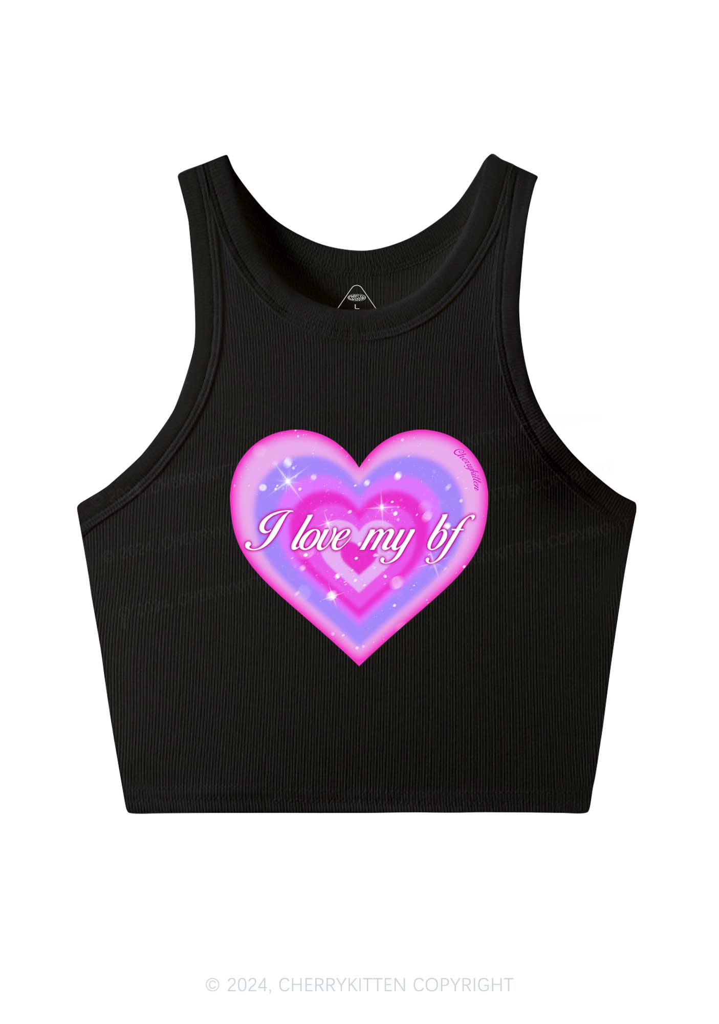 I Love My BF Heart Y2K Valentine's Day Crop Tank Top Cherrykitten