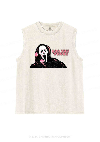 Halloween Skeleton Boo You Hore Y2K Washed Tank Cherrykitten