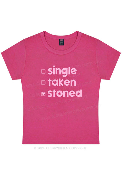 Single Taken Stoned Y2K Valentine's Day Baby Tee Cherrykitten