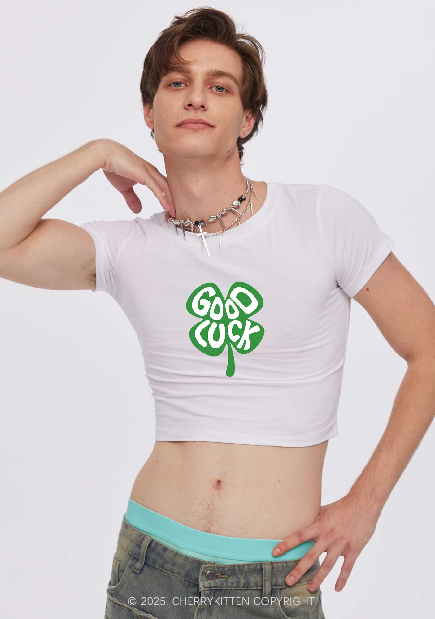 Good Luck St Patricks Y2K Baby Tee Cherrykitten