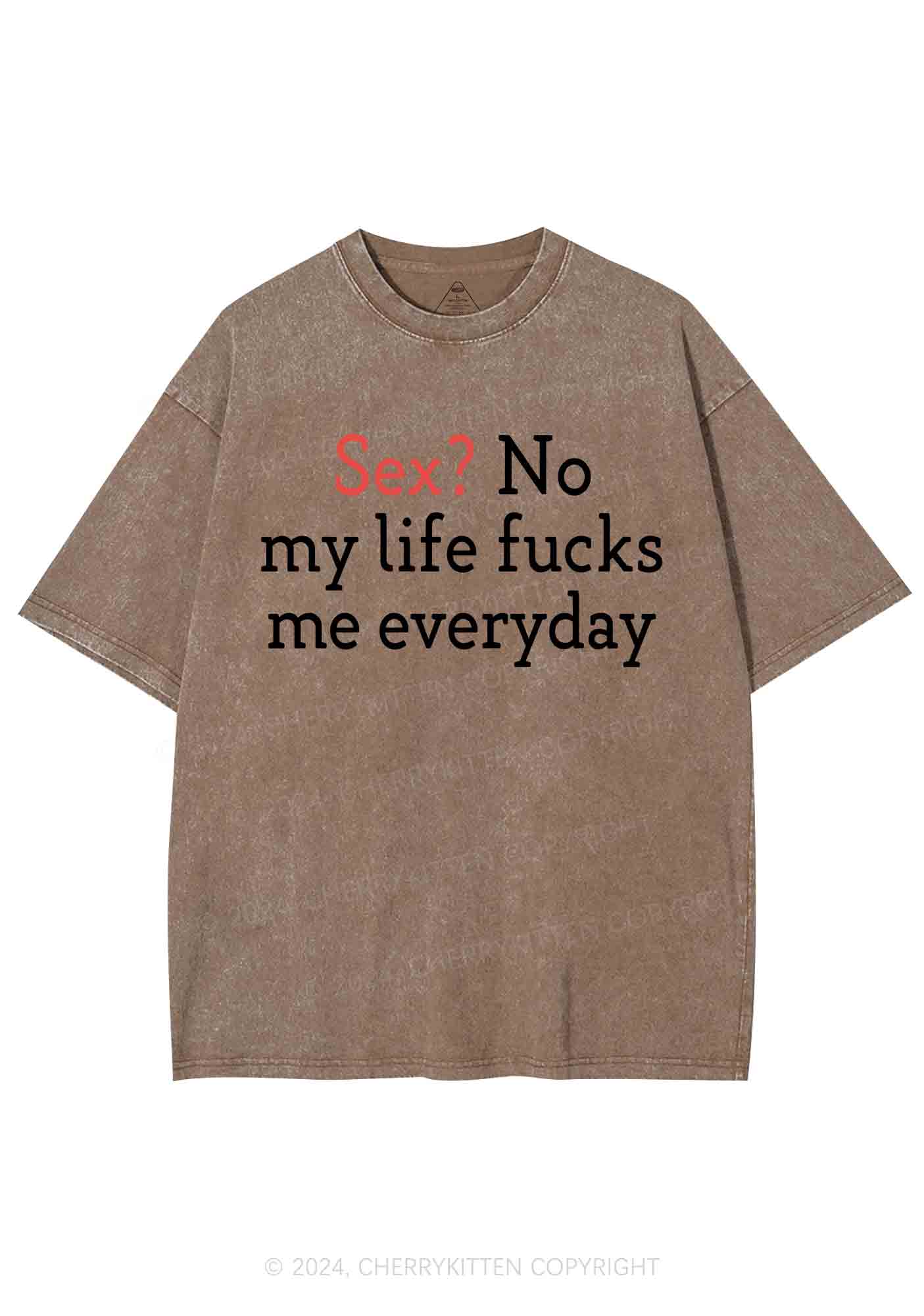 My Life Fxcks Me Everyday Y2K Washed Tee Cherrykitten