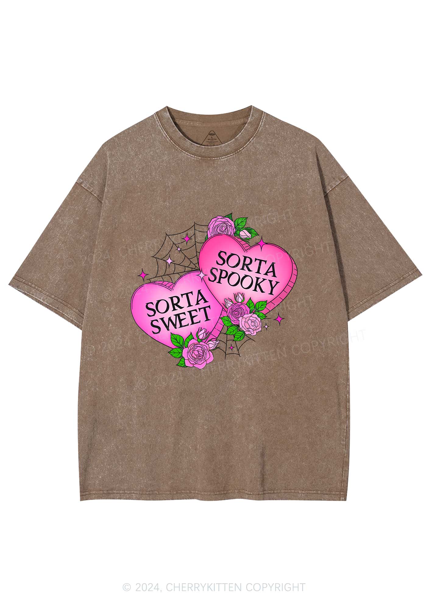 Sorta Spooky Y2K Valentine's Day Washed Tee Cherrykitten