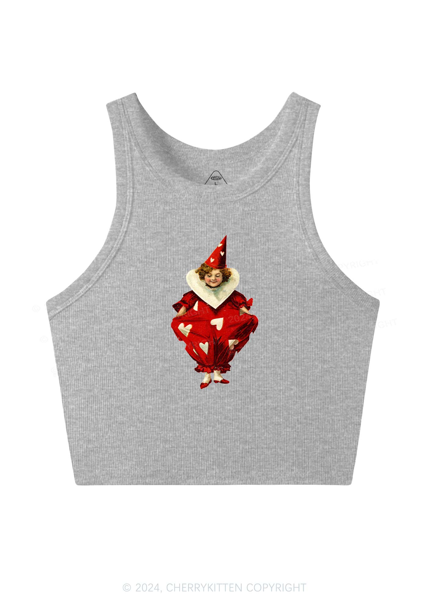 Heart Jester Y2K Valentine's Day Crop Tank Top Cherrykitten