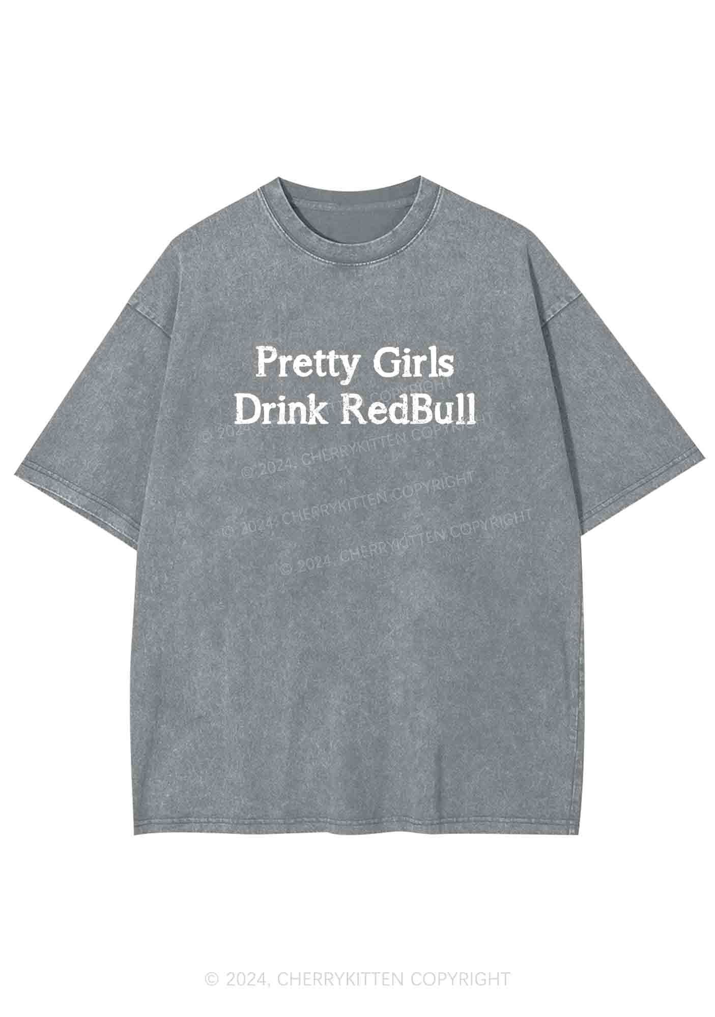 Pretty Girls Drink Redbull Y2K Washed Tee Cherrykitten