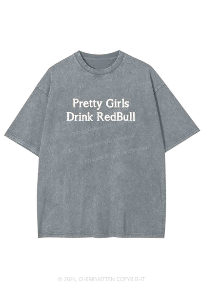 Pretty Girls Drink Redbull Y2K Washed Tee Cherrykitten