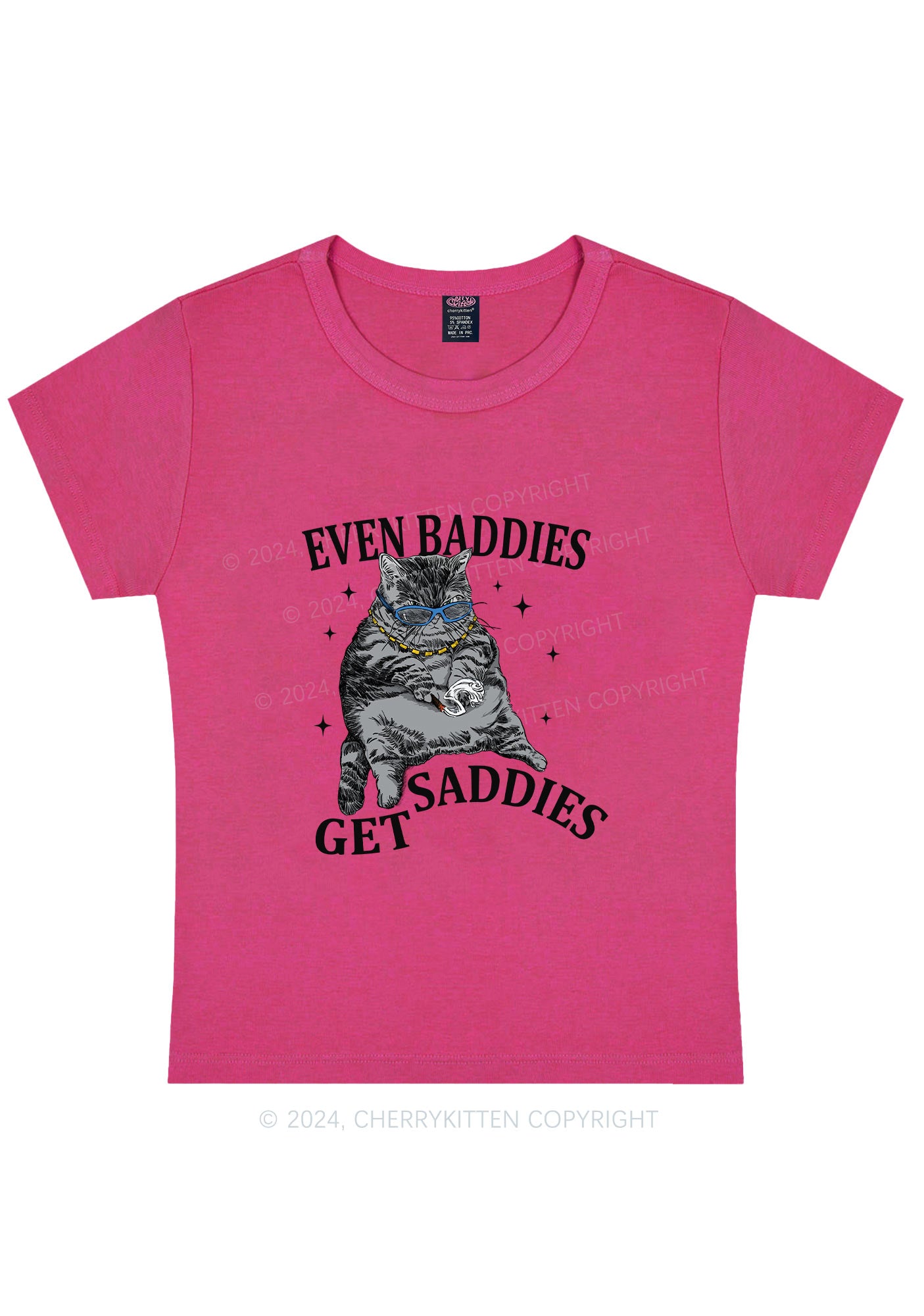 Even Baddies Get Saddies Y2K Baby Tee Cherrykitten