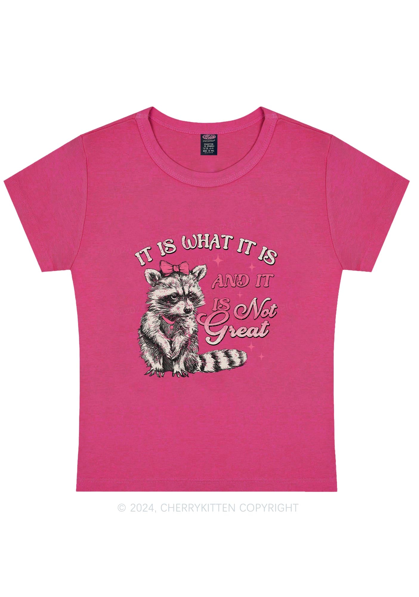 Not Great Raccoon Y2K Baby Tee Cherrykitten