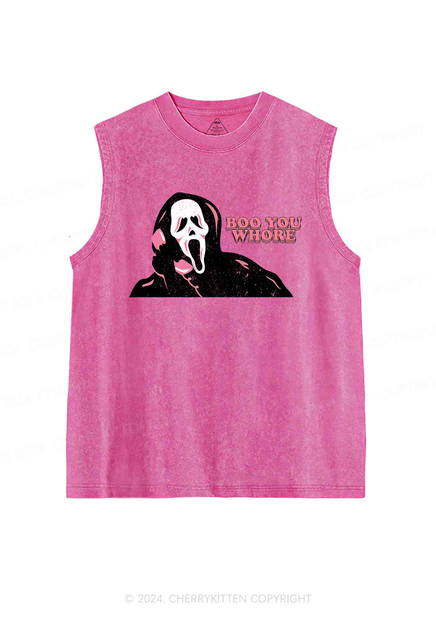 Halloween Skeleton Boo You Hore Y2K Washed Tank Cherrykitten