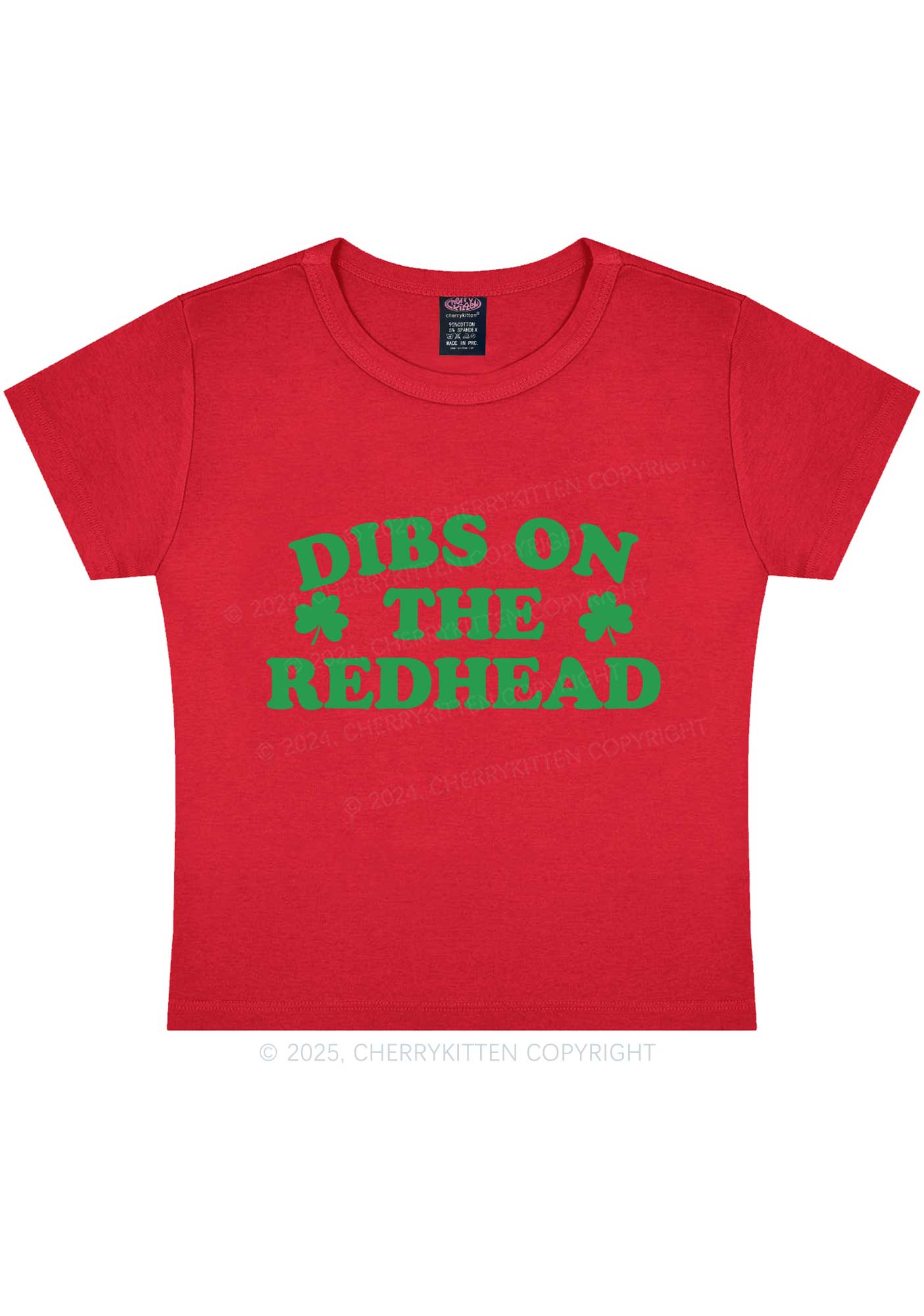 Dibs On The Redhead St Patricks Y2K Baby Tee Cherrykitten