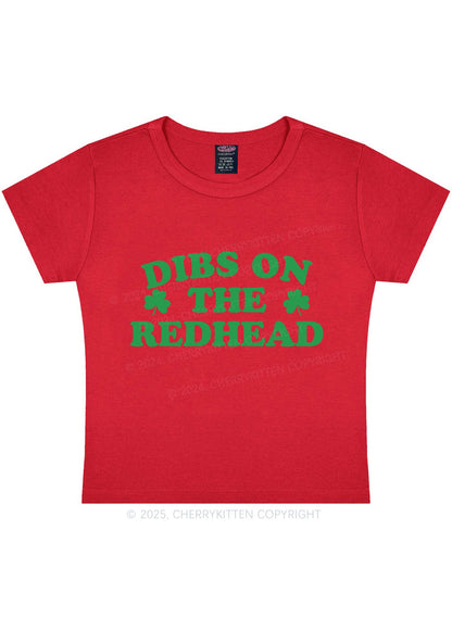 Dibs On The Redhead St Patricks Y2K Baby Tee Cherrykitten