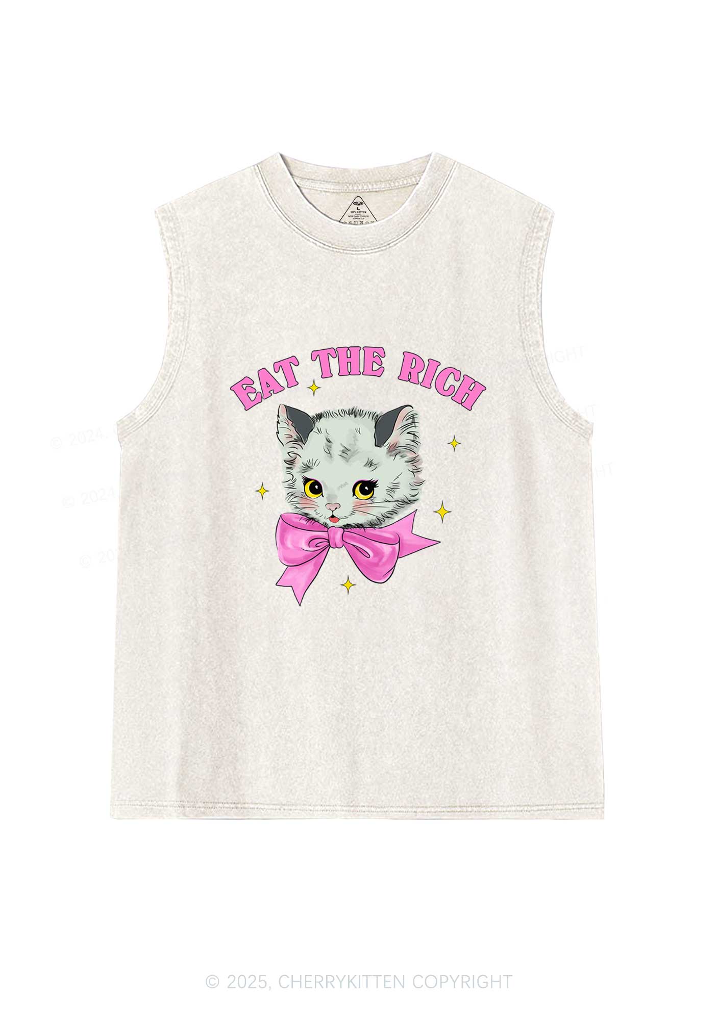 Eat Rich Cat Y2K Washed Tank Cherrykitten