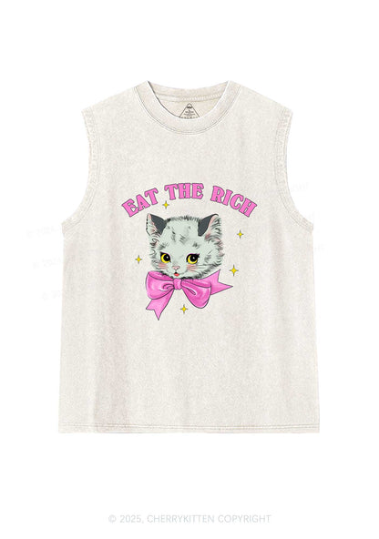 Eat Rich Cat Y2K Washed Tank Cherrykitten