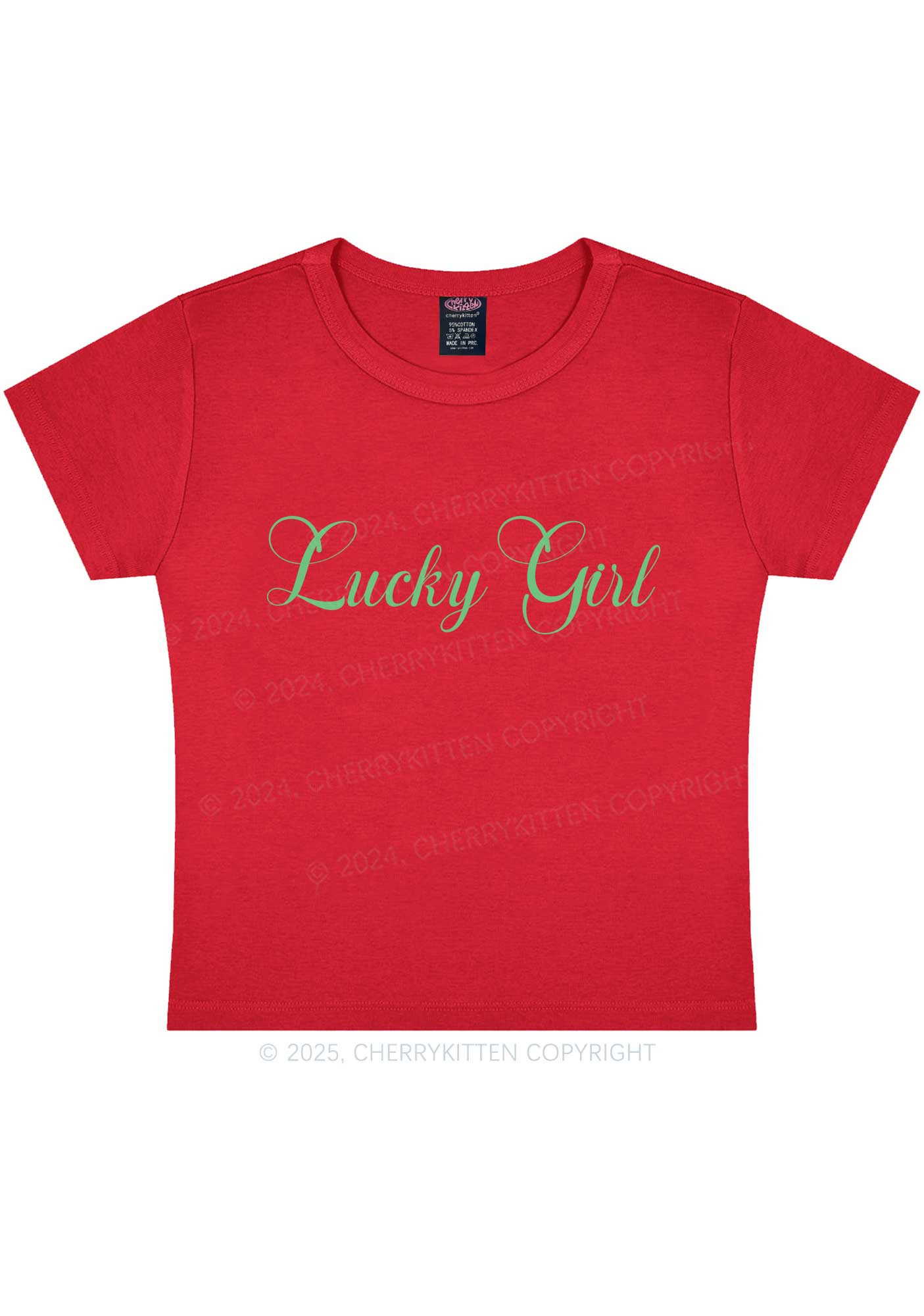 Lucky Girl St Patricks Y2K Baby Tee Cherrykitten