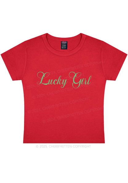 Lucky Girl St Patricks Y2K Baby Tee Cherrykitten