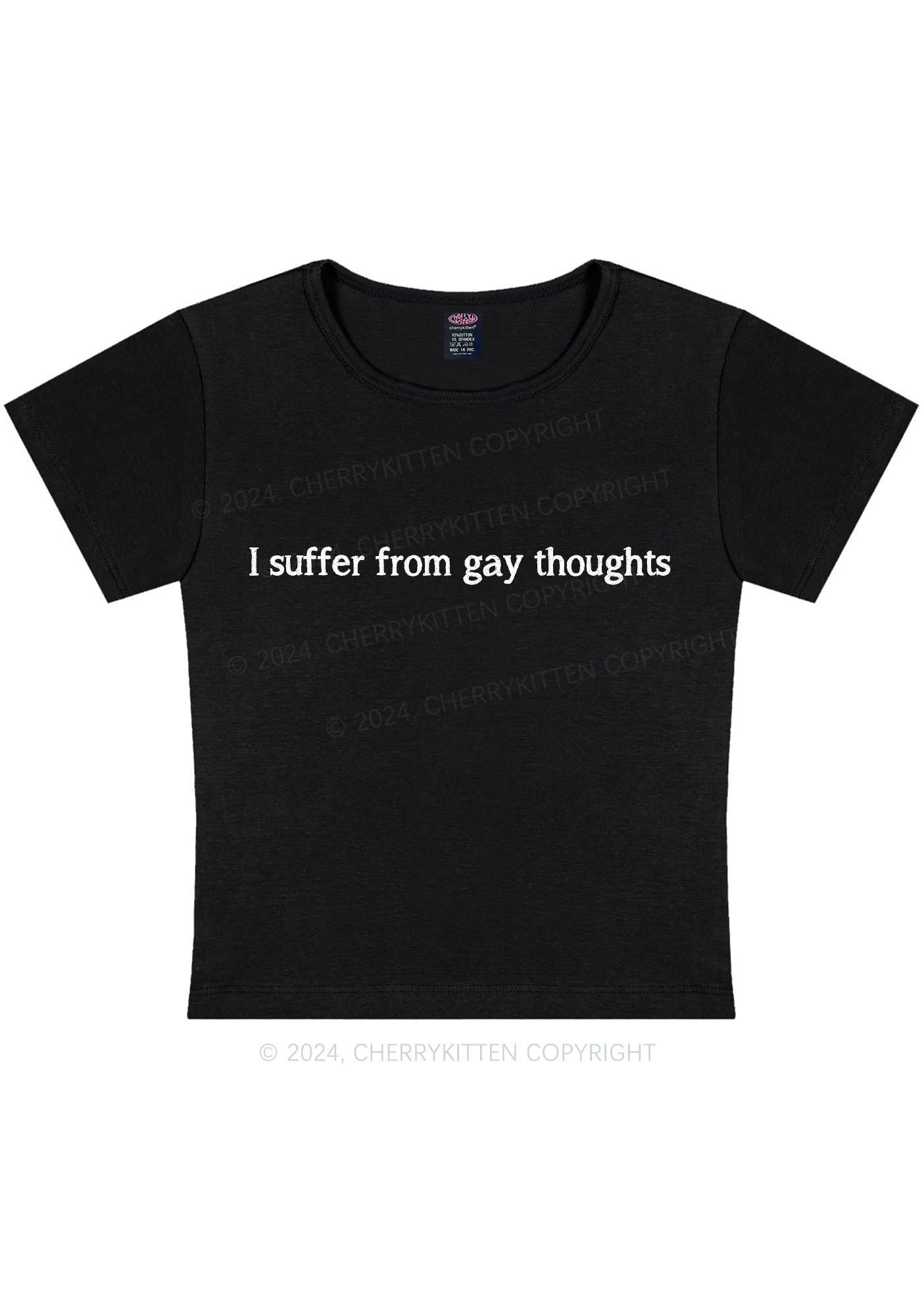 Curvy Suffer From Gay Thoughts Y2K Baby Tee Cherrykitten