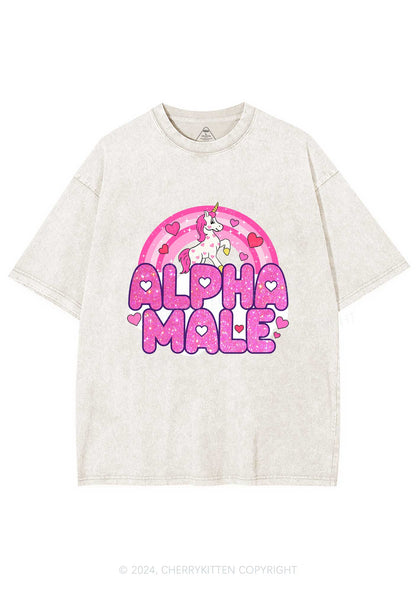 Alpha Male Unicorn Y2K Valentine's Day Washed Tee Cherrykitten