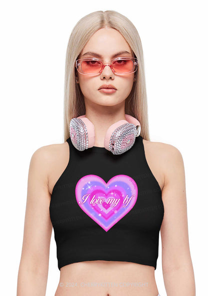 I Love My BF Heart Y2K Valentine's Day Crop Tank Top Cherrykitten