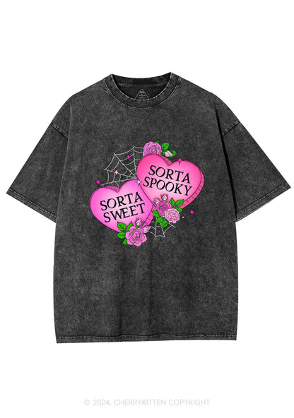 Sorta Spooky Y2K Valentine's Day Washed Tee Cherrykitten