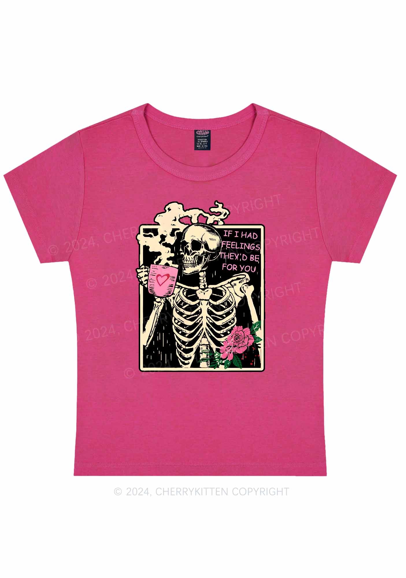 Skeleton Had Feelings Y2K Valentine's Day Baby Tee Cherrykitten