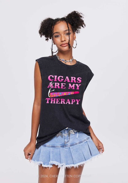 Cigars Are My Therapy Y2K Washed Tank Cherrykitten