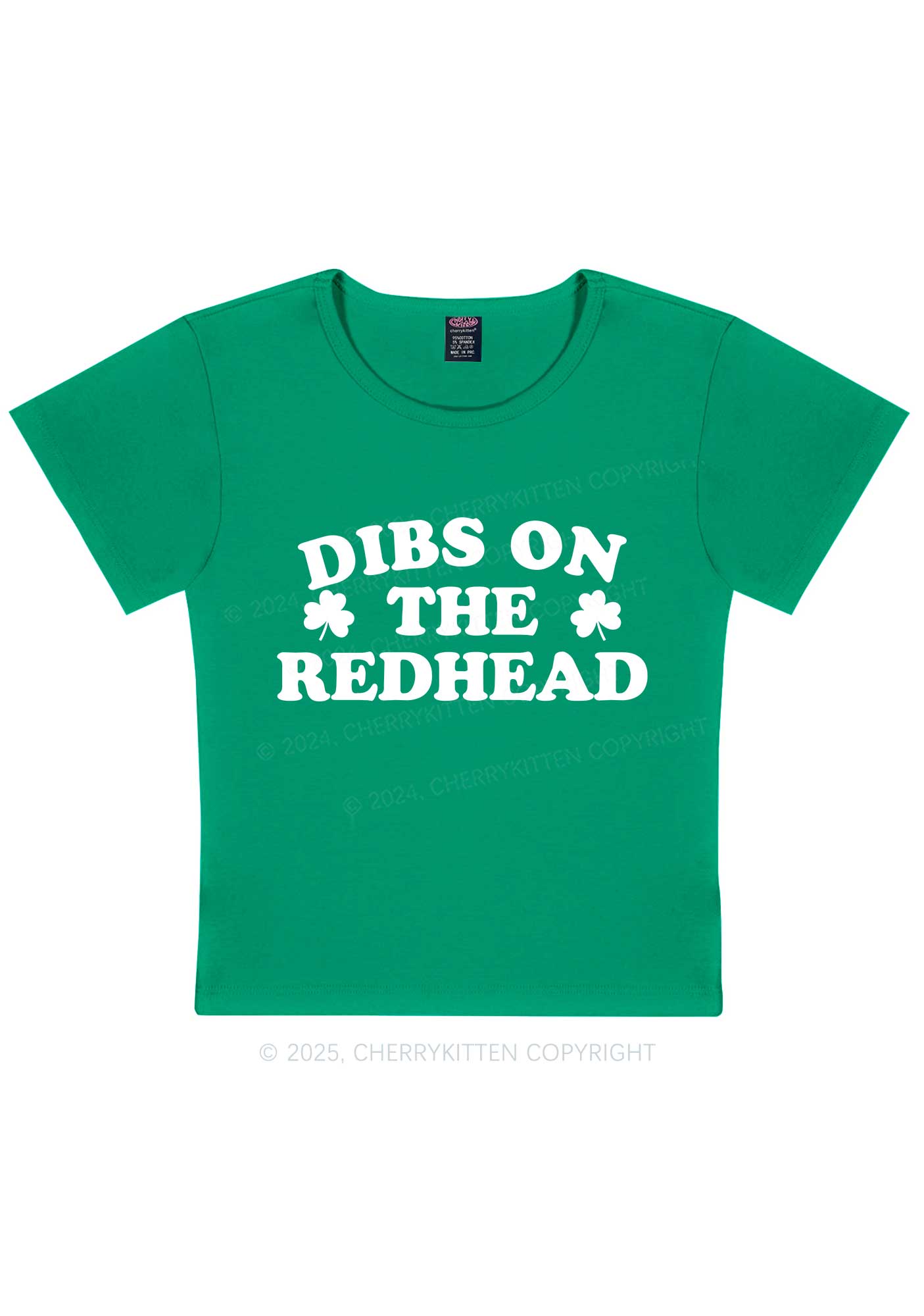 Dibs On The Redhead St Patricks Y2K Baby Tee Cherrykitten