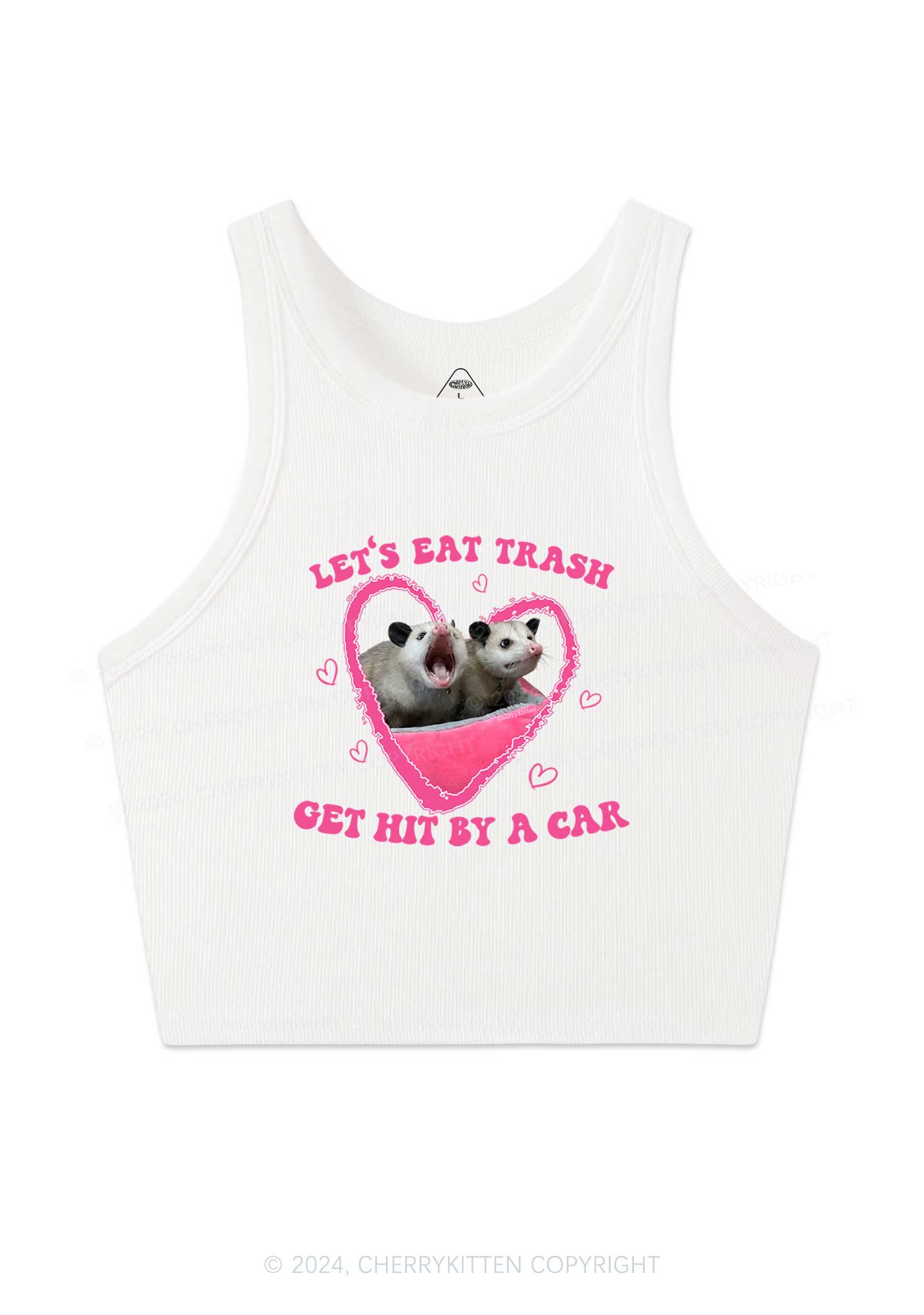 Lets Eat Trash Y2K Valentine's Day Crop Tank Top Cherrykitten