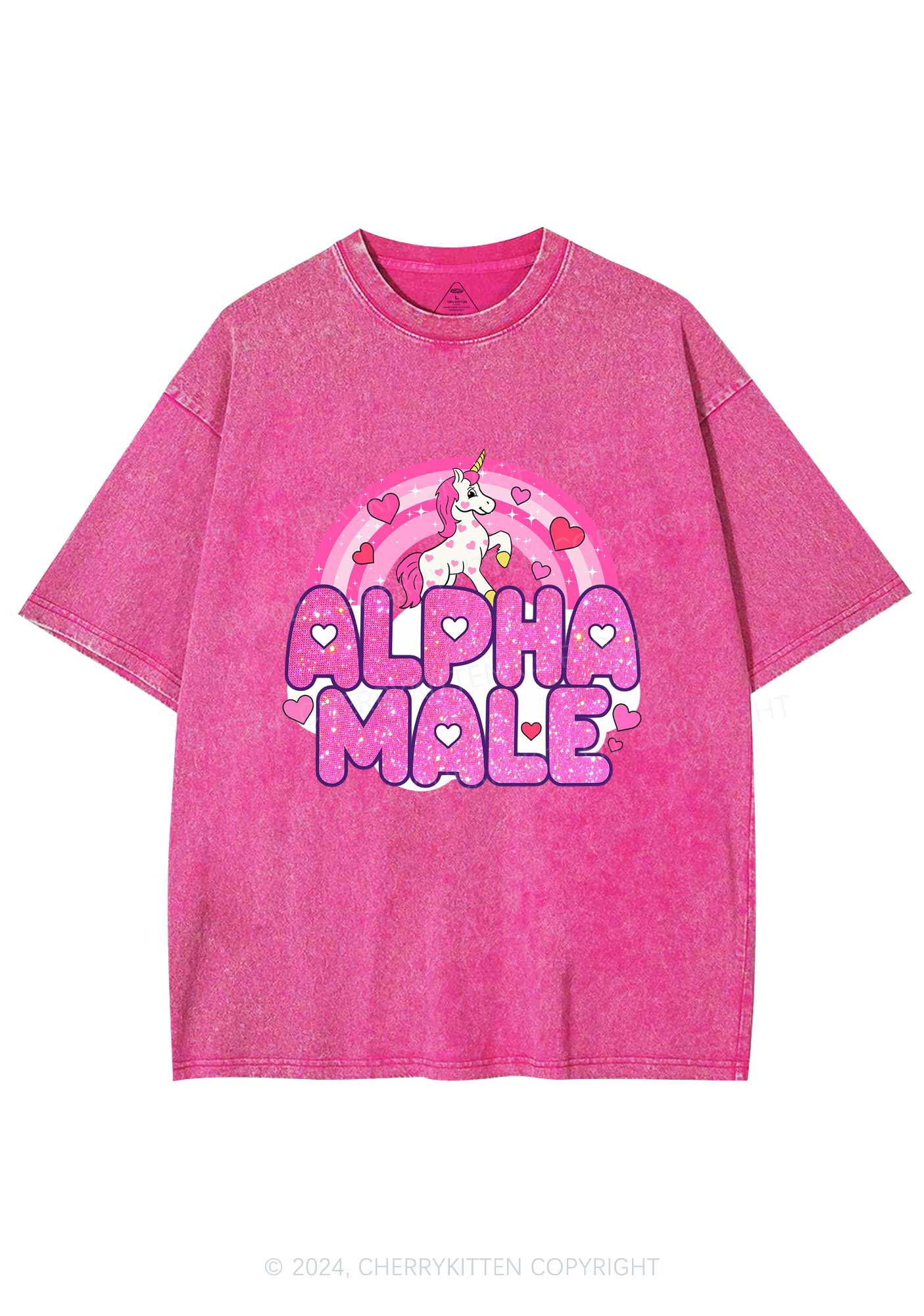 Alpha Male Unicorn Y2K Valentine's Day Washed Tee Cherrykitten