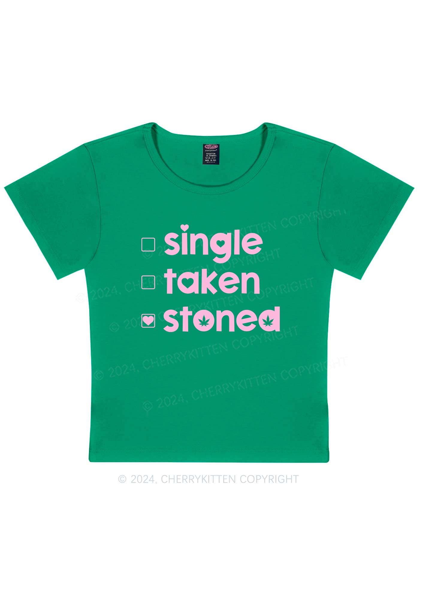 Single Taken Stoned Y2K Valentine's Day Baby Tee Cherrykitten