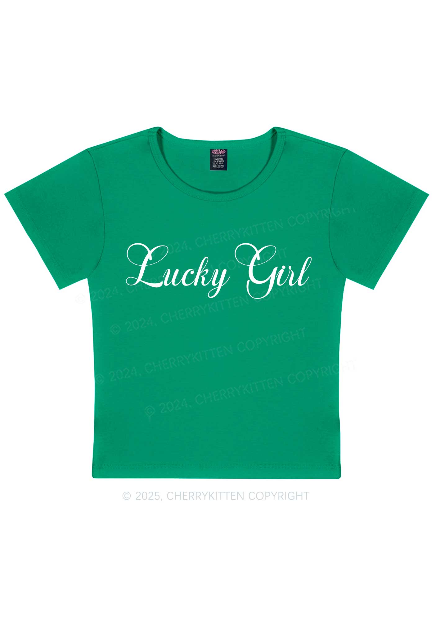 Lucky Girl St Patricks Y2K Baby Tee Cherrykitten