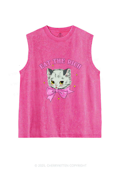 Eat Rich Cat Y2K Washed Tank Cherrykitten